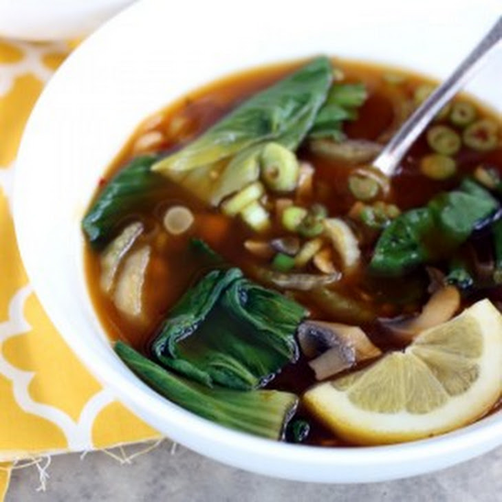 Spicy Ginger Lemon Soup with Mushrooms (vegan, grain free, gluten free