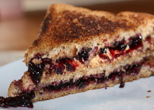 Grilled Cashew Butter and Blueberry Sandwich