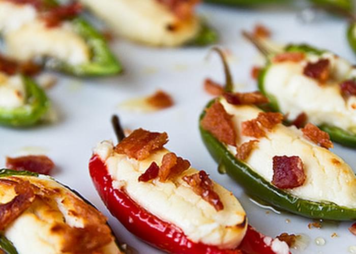 Goat Cheese Stuffed Peppers with Honey and Bacon