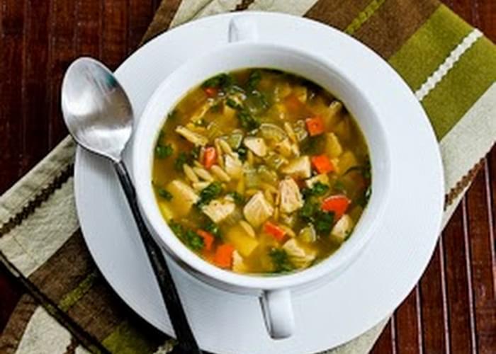 Slow Cooker Lemony Turkey Soup with Spinach and Orzo