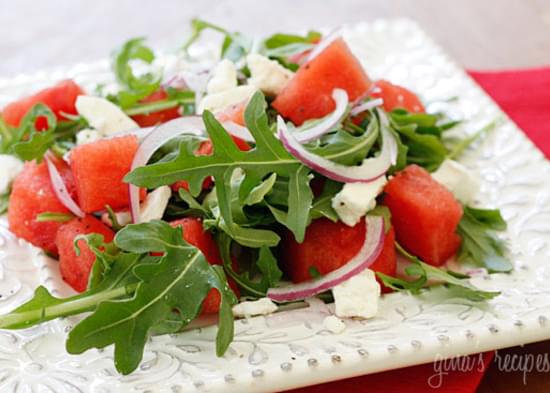 Watermelon Arugula and Feta Salad