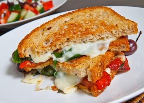 Marinated Roasted Red Pepper Grilled Cheese Sandwich