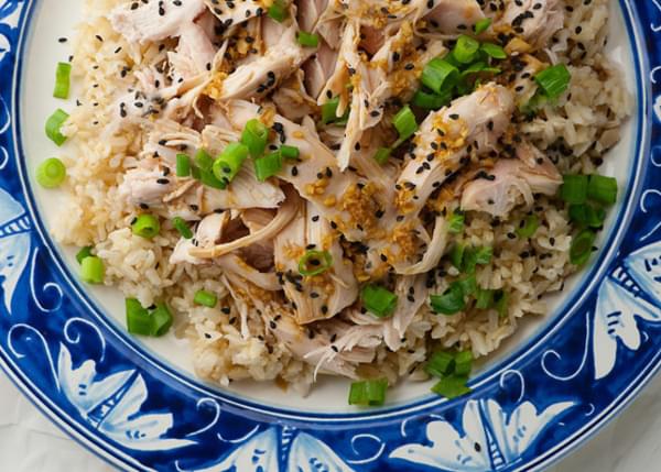 Sake Steamed Chicken with Ginger and Scallions