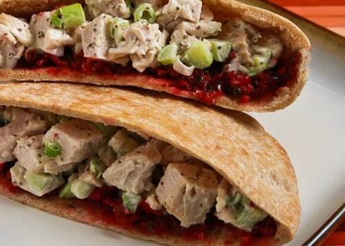 Easy Leftover Turkey Pita Sandwiches with Fresh Cranberry Salsa