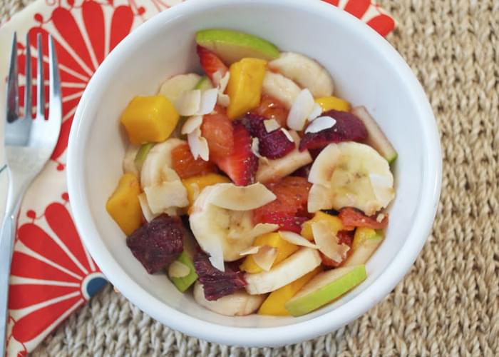 Fruit Salad with Grapefruit Brulee and Toasted Coconut