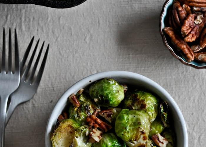 Pan Roasted Brussels Sprouts with Brown Butter and Toasted Pecans
