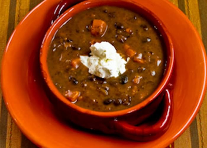 Vegetarian Black Bean and Sweet Potato Soup with Lime